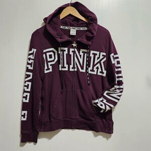 Victoria's Secret PINK Hoodie Maroon Side Snap Zip Drawstring Women's Casual